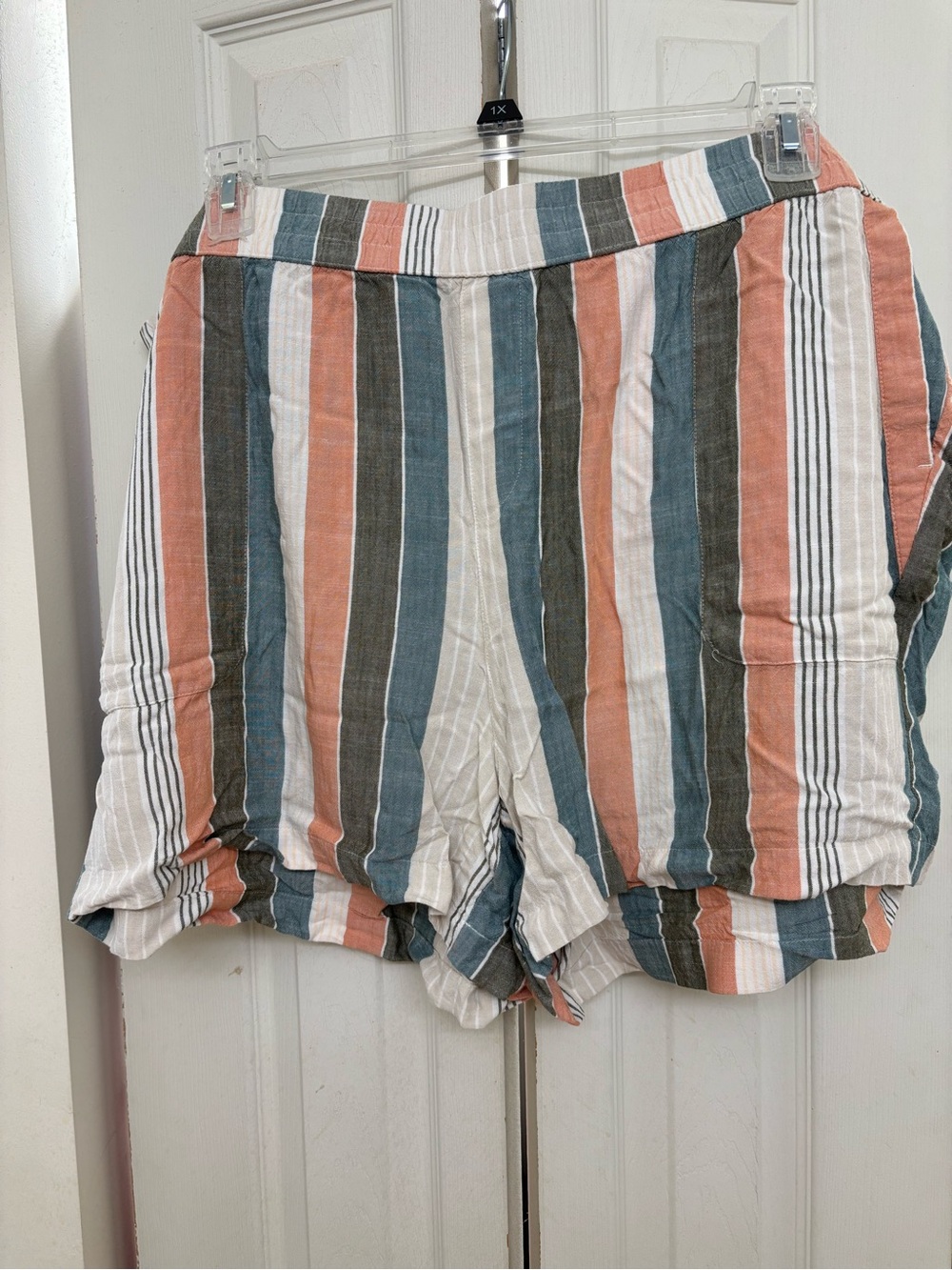 Sonoma Striped High-Waist Shorts in Coral, Teal, Olive & White